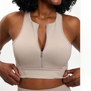 Buffbunny Beige Colorado Zip Sports Bra Size Medium